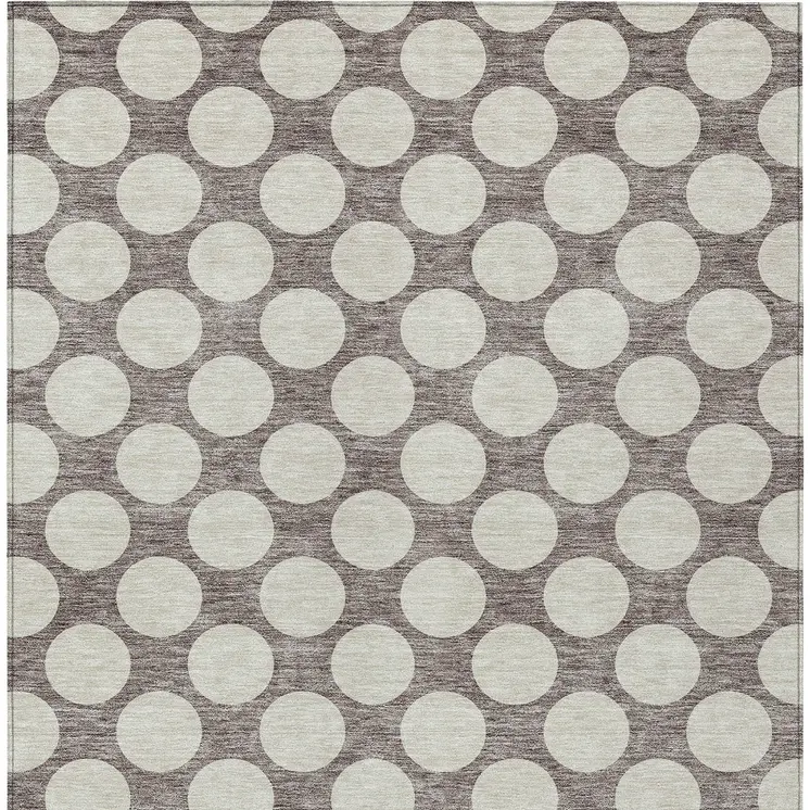 3' X 5' Taupe And Gray Polka Dot Washable Indoor Outdoor Area Rug