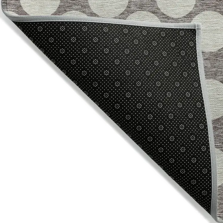 8' X 10' Taupe And Gray Polka Dot Washable Indoor Outdoor Area Rug