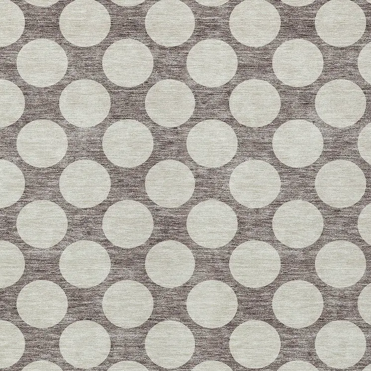 8' X 10' Taupe And Gray Polka Dot Washable Indoor Outdoor Area Rug