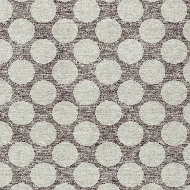 9' X 12' Taupe And Gray Polka Dot Washable Indoor Outdoor Area Rug