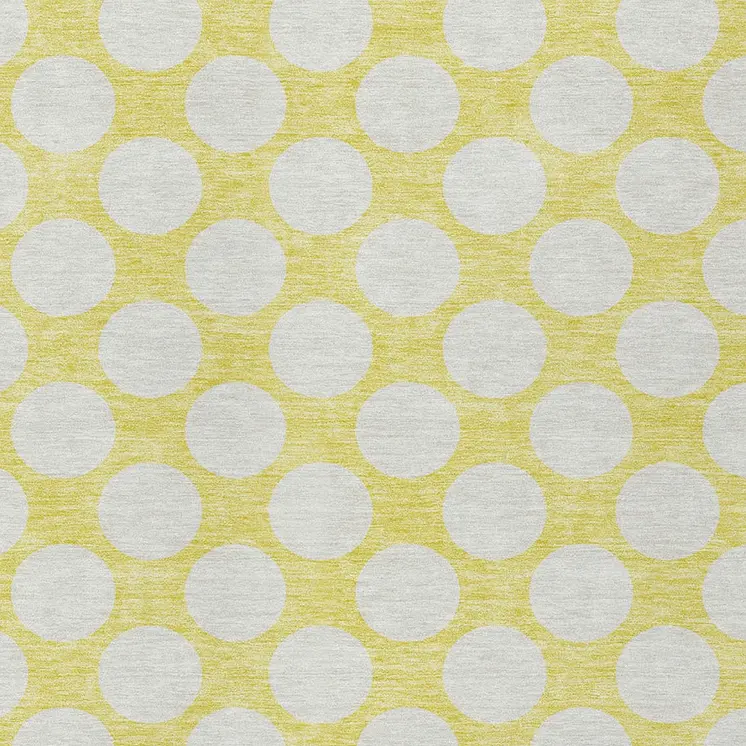 3' X 5' Yellow And Gray Polka Dot Washable Indoor Outdoor Area Rug