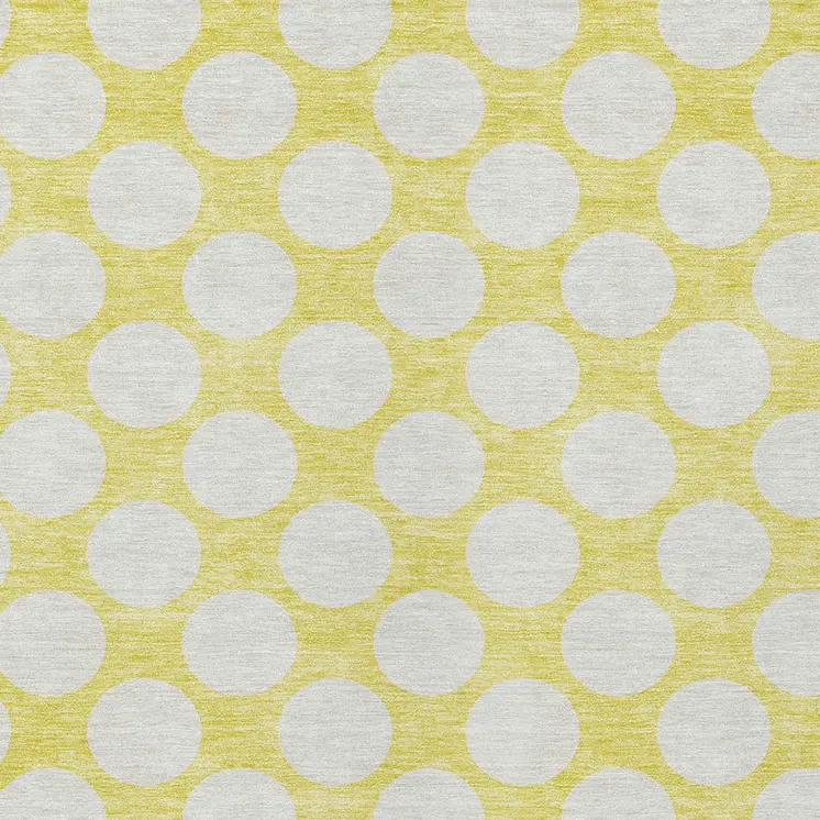8' X 10' Yellow And Gray Polka Dot Washable Indoor Outdoor Area Rug