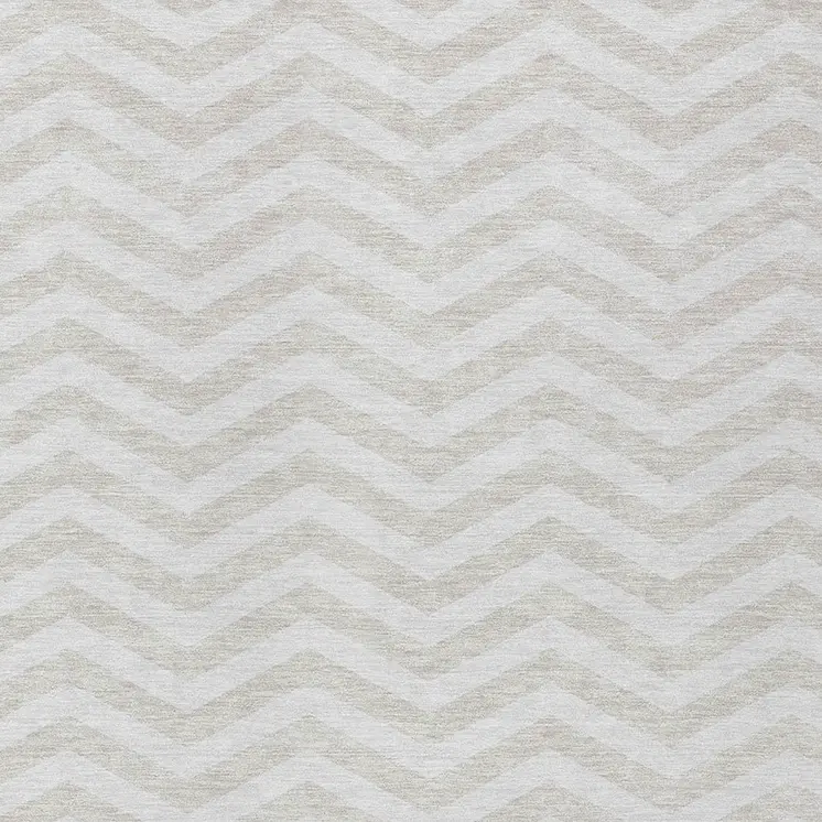 3' X 5' Ivory And Silver Chevron Washable Indoor Outdoor Area Rug