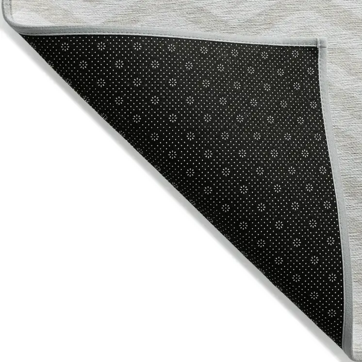 10' X 14' Ivory And Silver Chevron Washable Indoor Outdoor Area Rug
