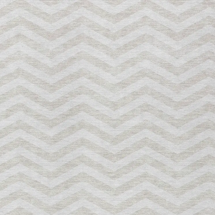 10' X 14' Ivory And Silver Chevron Washable Indoor Outdoor Area Rug