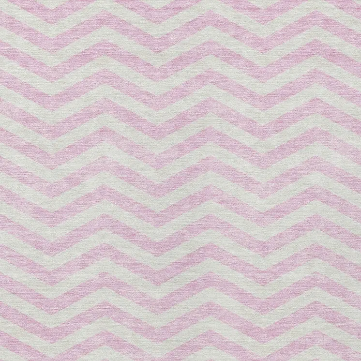 3' X 5' Pink And Gray Chevron Washable Indoor Outdoor Area Rug
