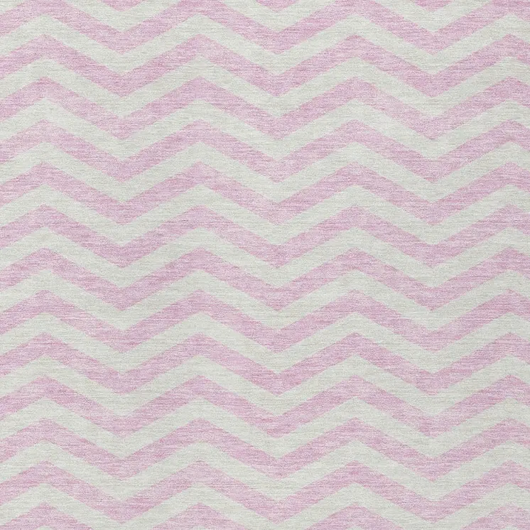 8' X 10' Pink And Gray Chevron Washable Indoor Outdoor Area Rug