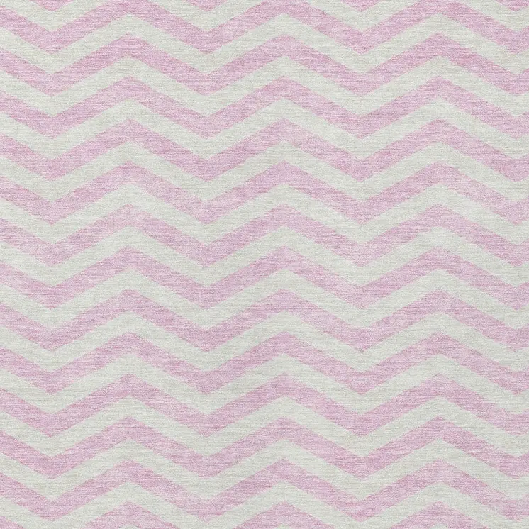 9' X 12' Pink And Gray Chevron Washable Indoor Outdoor Area Rug