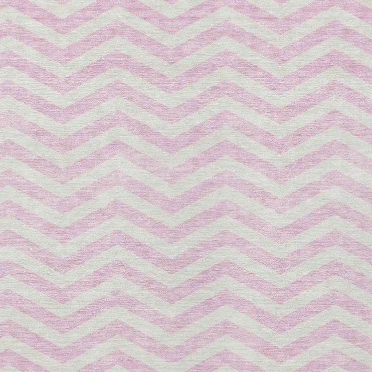 10' X 14' Pink And Gray Chevron Washable Indoor Outdoor Area Rug