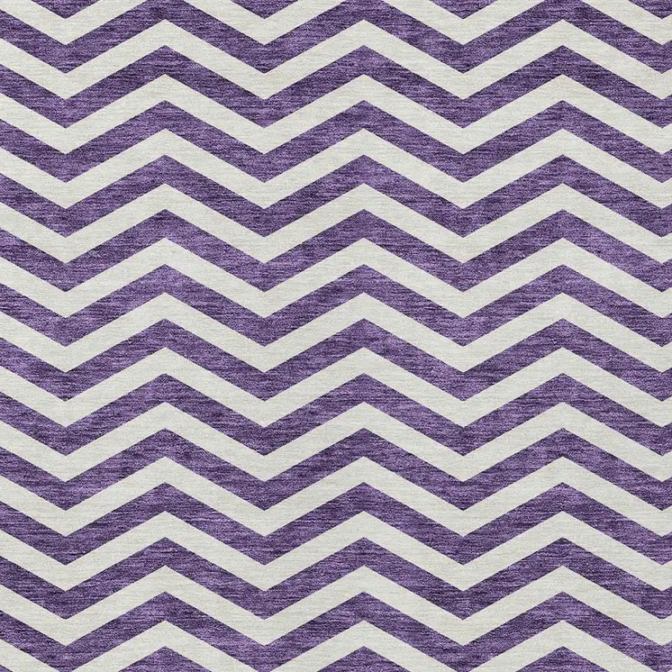 10' X 14' Purple And Ivory Chevron Washable Indoor Outdoor Area Rug