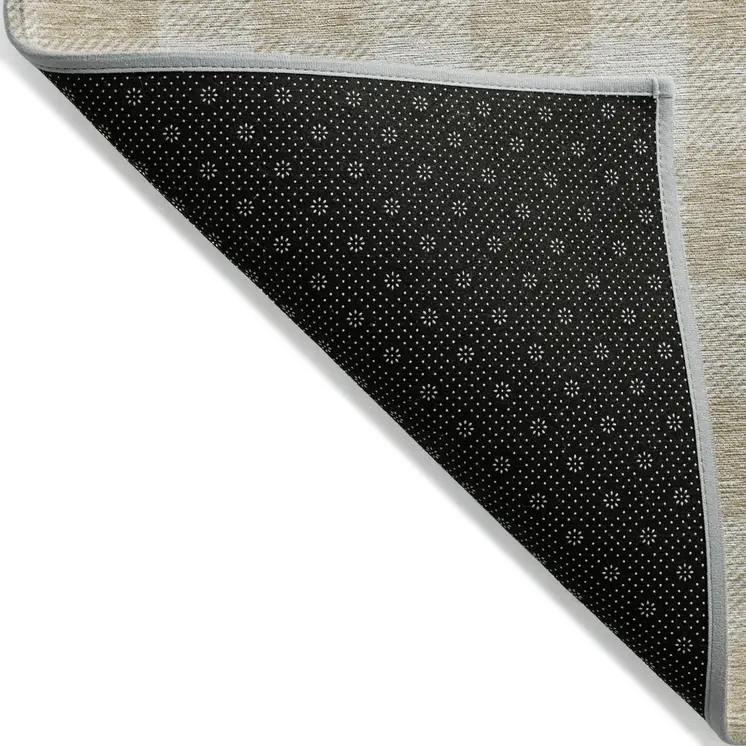 3' X 5' Beige And Gray Plaid Washable Indoor Outdoor Area Rug