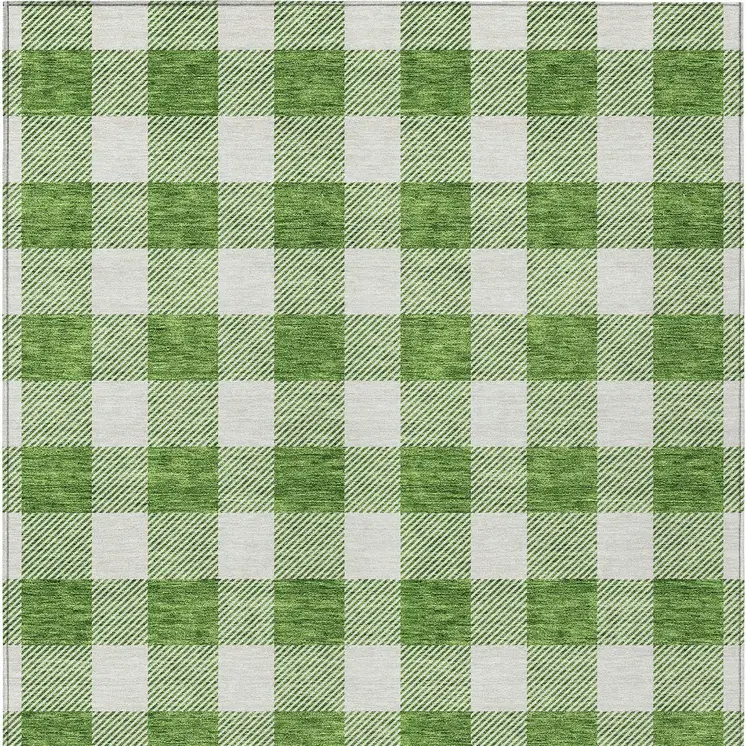 10' X 14' Green And Gray Plaid Washable Indoor Outdoor Area Rug