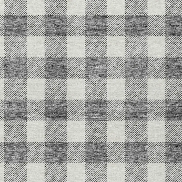 3' X 5' Gray And Charcoal Plaid Washable Indoor Outdoor Area Rug