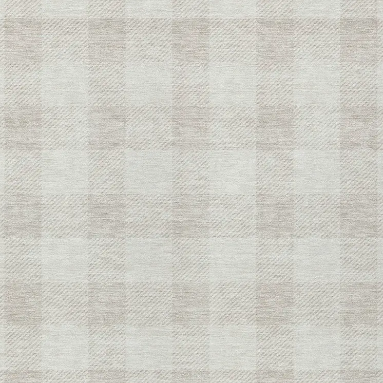 8' X 10' Ivory And Beige Plaid Washable Indoor Outdoor Area Rug