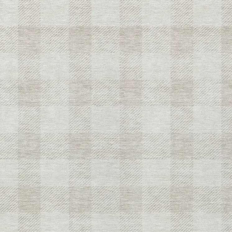 9' X 12' Ivory And Beige Plaid Washable Indoor Outdoor Area Rug