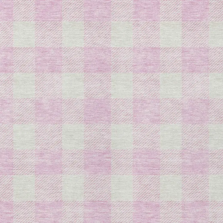 3' X 5' Pink And Gray Plaid Washable Indoor Outdoor Area Rug