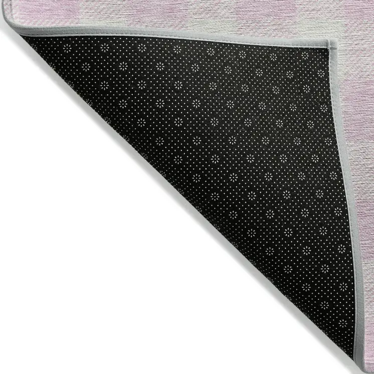 9' X 12' Pink And Gray Plaid Washable Indoor Outdoor Area Rug