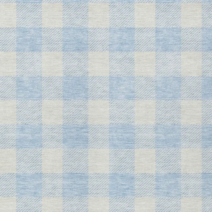 3' X 5' Sky Blue And Gray Plaid Washable Indoor Outdoor Area Rug