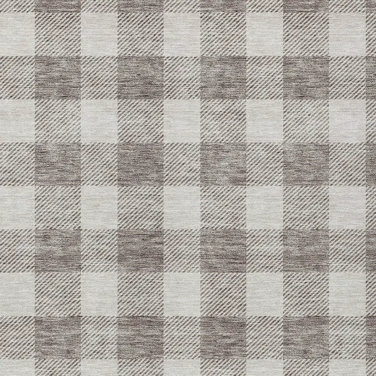 8' X 10' Taupe And Gray Plaid Washable Indoor Outdoor Area Rug