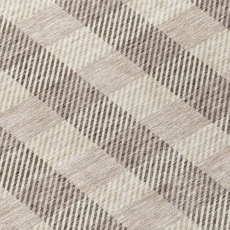 8' Beige And Brown Round Plaid Washable Indoor Outdoor Area Rug