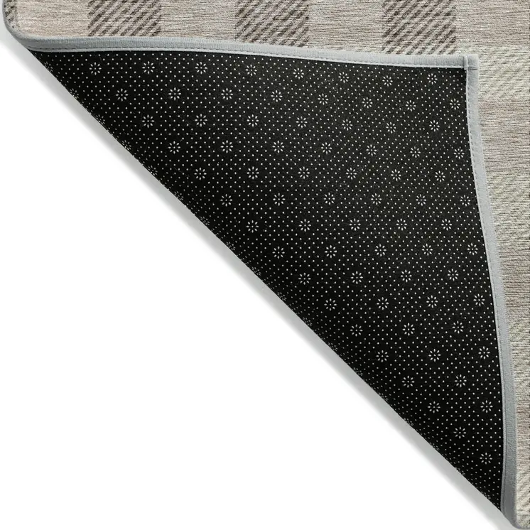 8' X 10' Beige And Brown Plaid Washable Indoor Outdoor Area Rug