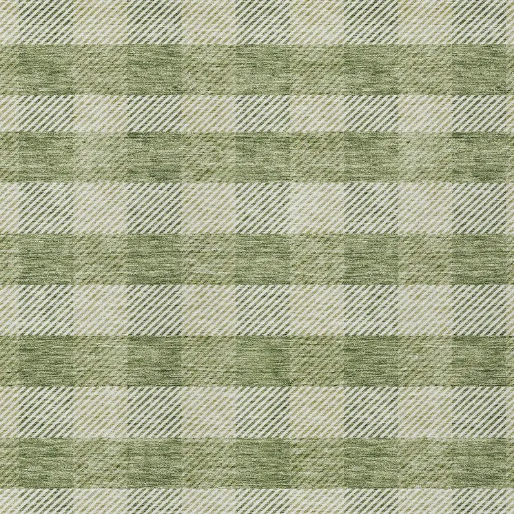 5' X 8' Green And Light Green Plaid Washable Indoor Outdoor Area Rug
