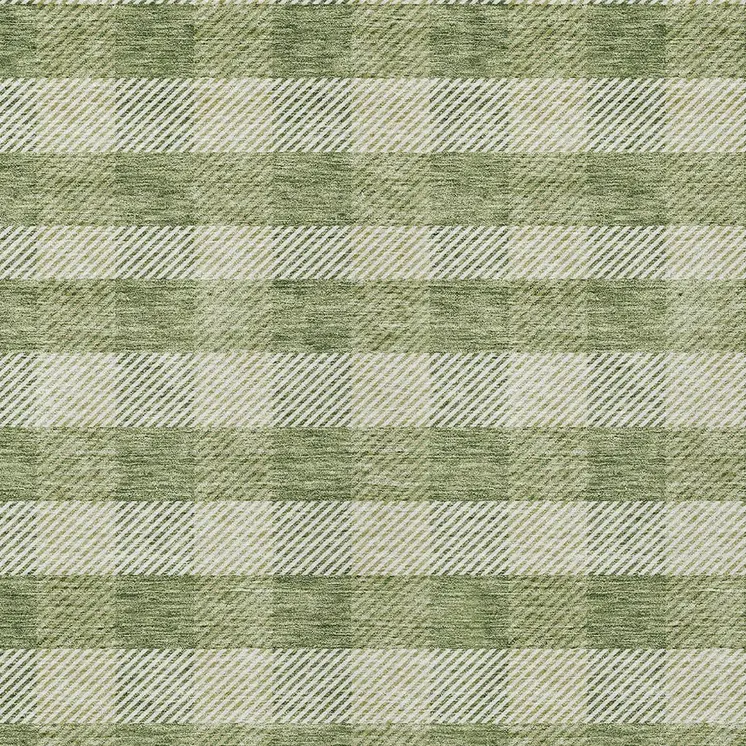 8' X 10' Green And Light Green Plaid Washable Indoor Outdoor Area Rug