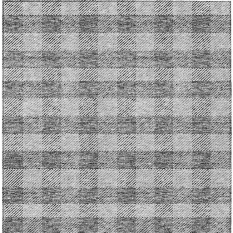 8' X 10' Gray And Charcoal Plaid Washable Indoor Outdoor Area Rug