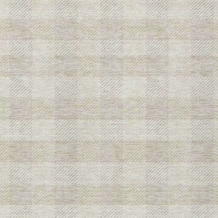 3' X 5' Ivory And Beige Plaid Washable Indoor Outdoor Area Rug