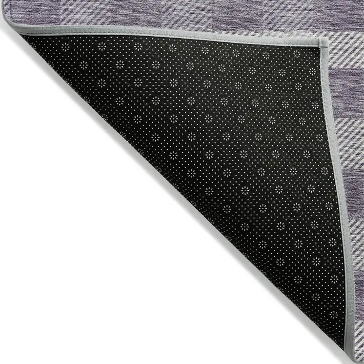 8' X 10' Lavender And Ivory Plaid Washable Indoor Outdoor Area Rug