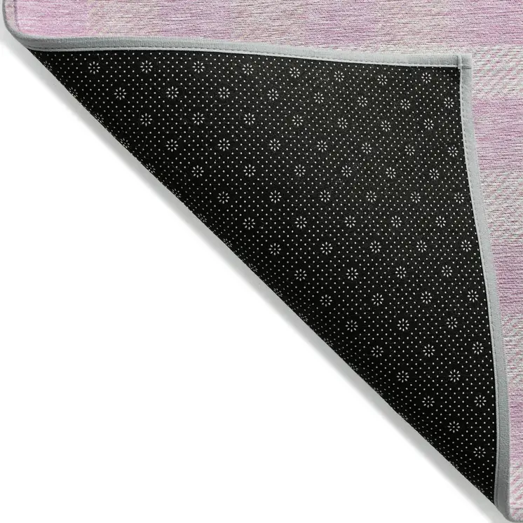 3' X 5' Pink And Gray Plaid Washable Indoor Outdoor Area Rug