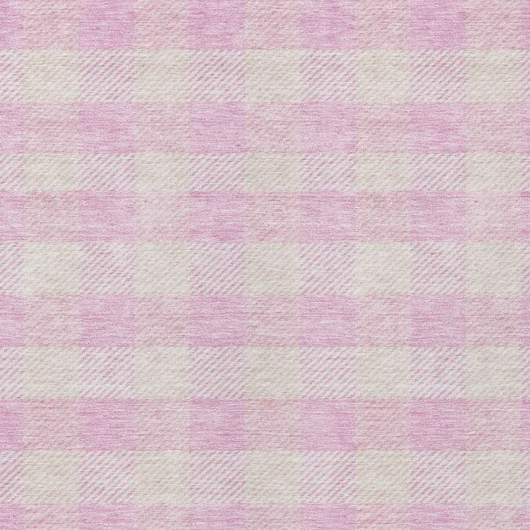 3' X 5' Pink And Gray Plaid Washable Indoor Outdoor Area Rug