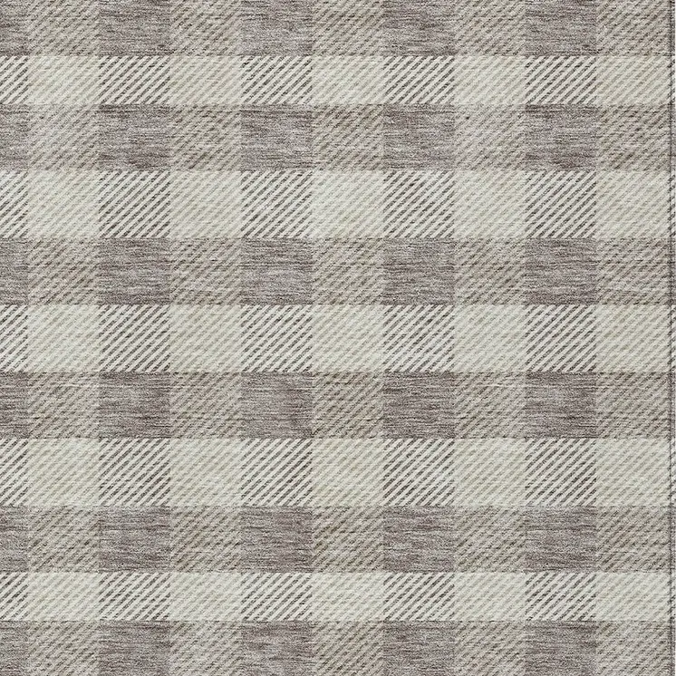 3' X 5' Taupe And Gray Plaid Washable Indoor Outdoor Area Rug