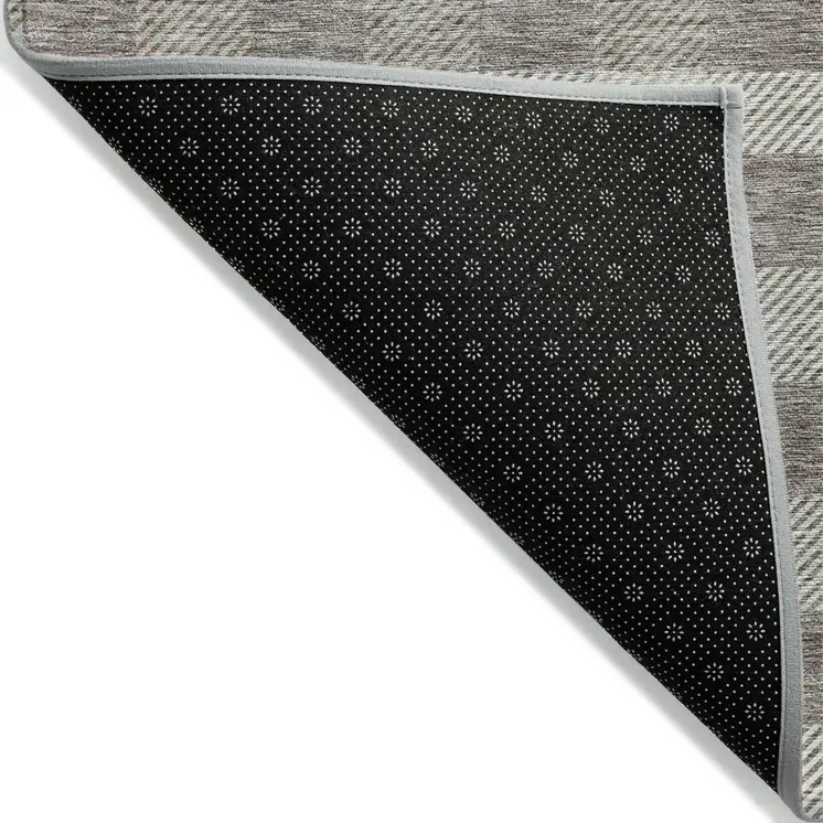 8' X 10' Taupe And Gray Plaid Washable Indoor Outdoor Area Rug