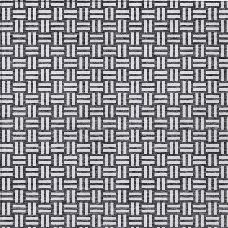 5' X 8' Black And Ivory Geometric Washable Indoor Outdoor Area Rug