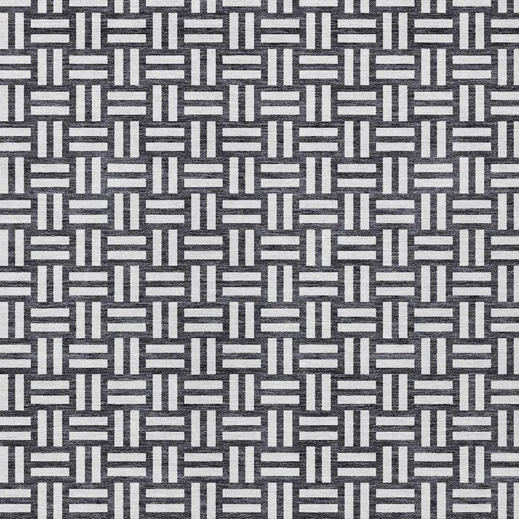 5' X 8' Black And Ivory Geometric Washable Indoor Outdoor Area Rug