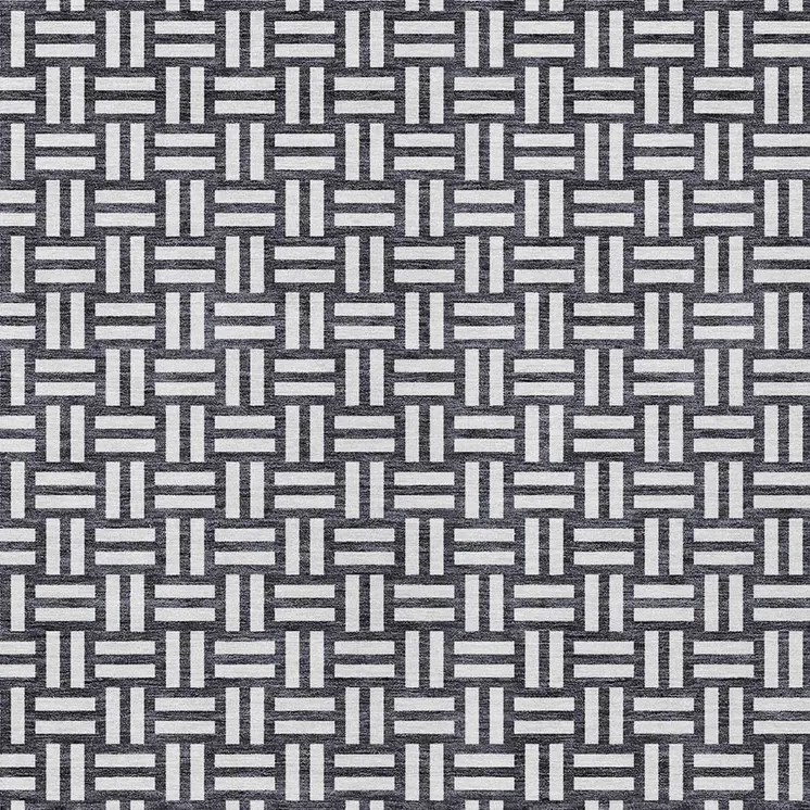 10' X 14' Black And Ivory Geometric Washable Indoor Outdoor Area Rug
