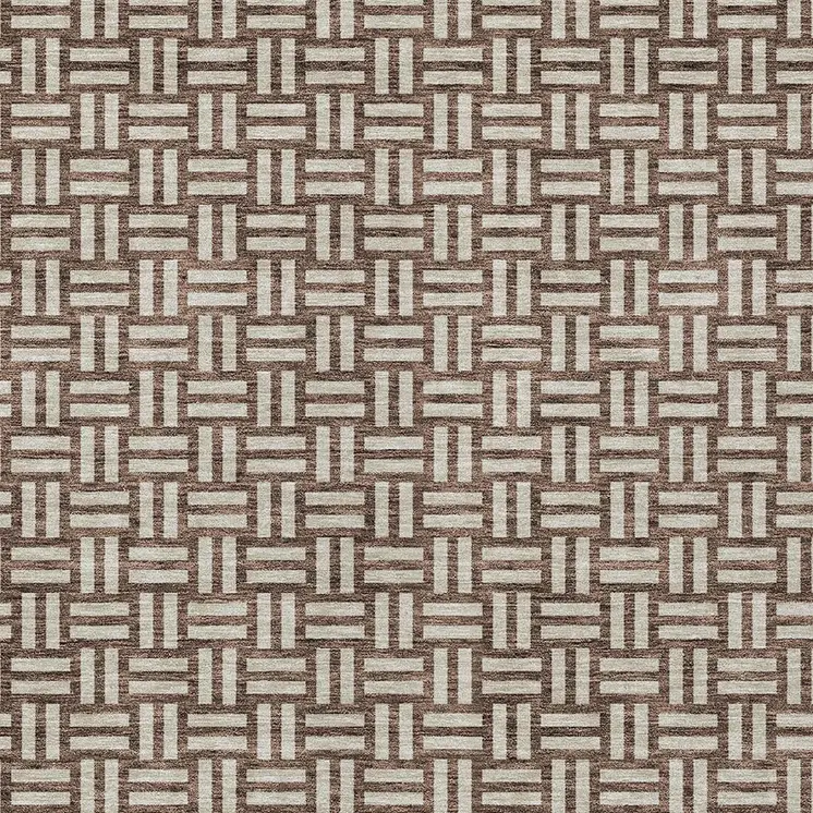 10' X 14' Brown And Beige Geometric Washable Indoor Outdoor Area Rug