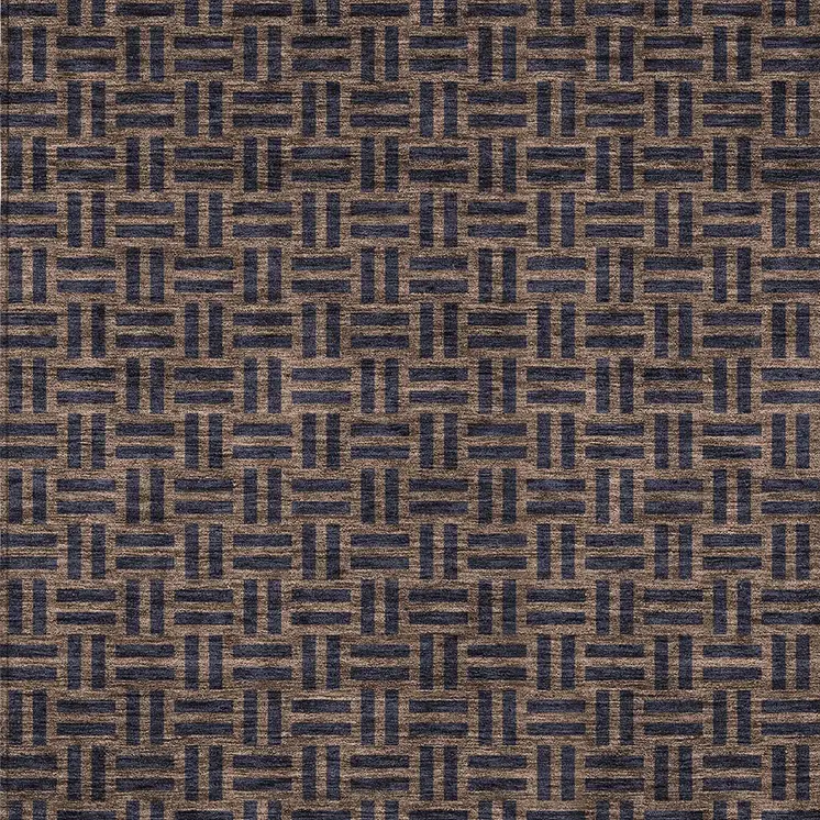 5' X 8' Chocolate And Black Geometric Washable Indoor Outdoor Area Rug
