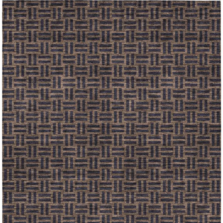 10' X 14' Chocolate And Black Geometric Washable Indoor Outdoor Area Rug