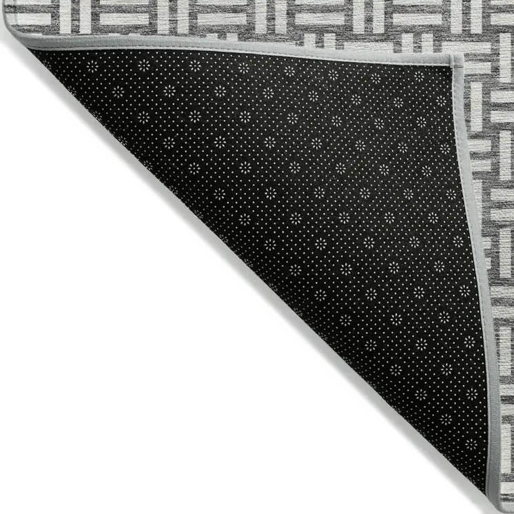 5' X 8' Gray And Ivory Geometric Washable Indoor Outdoor Area Rug