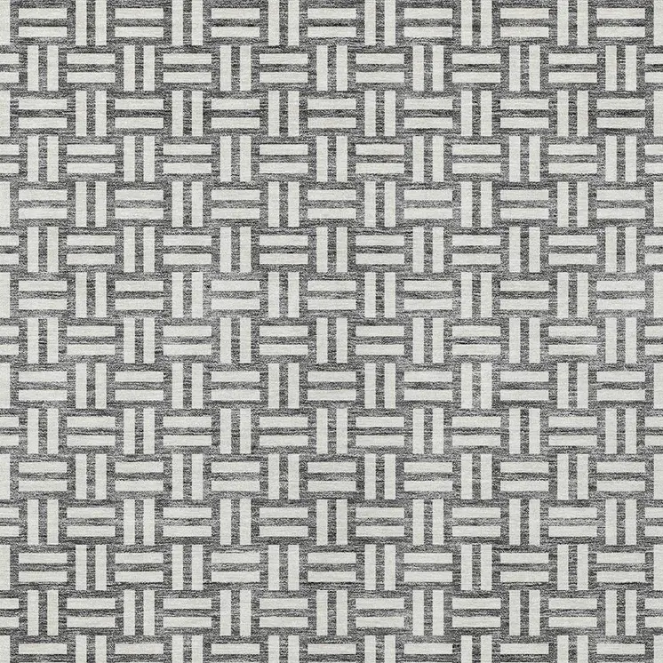 5' X 8' Gray And Ivory Geometric Washable Indoor Outdoor Area Rug