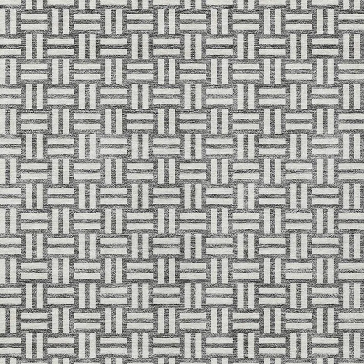 10' X 14' Gray And Ivory Geometric Washable Indoor Outdoor Area Rug
