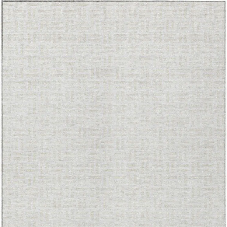 3' X 5' Ivory And Beige Geometric Washable Indoor Outdoor Area Rug