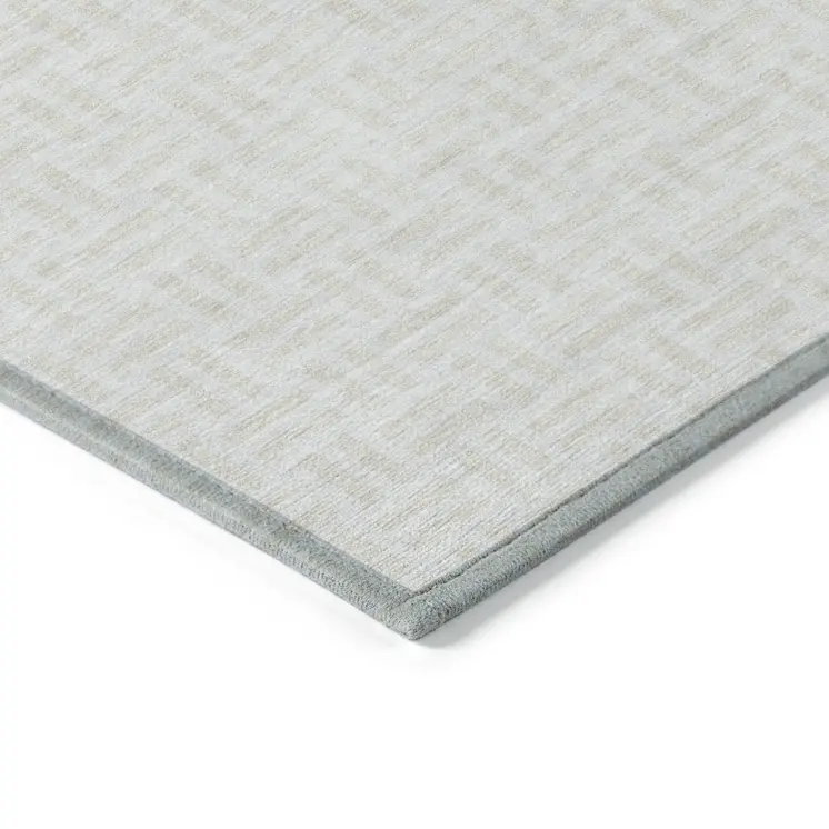3' X 5' Ivory And Beige Geometric Washable Indoor Outdoor Area Rug