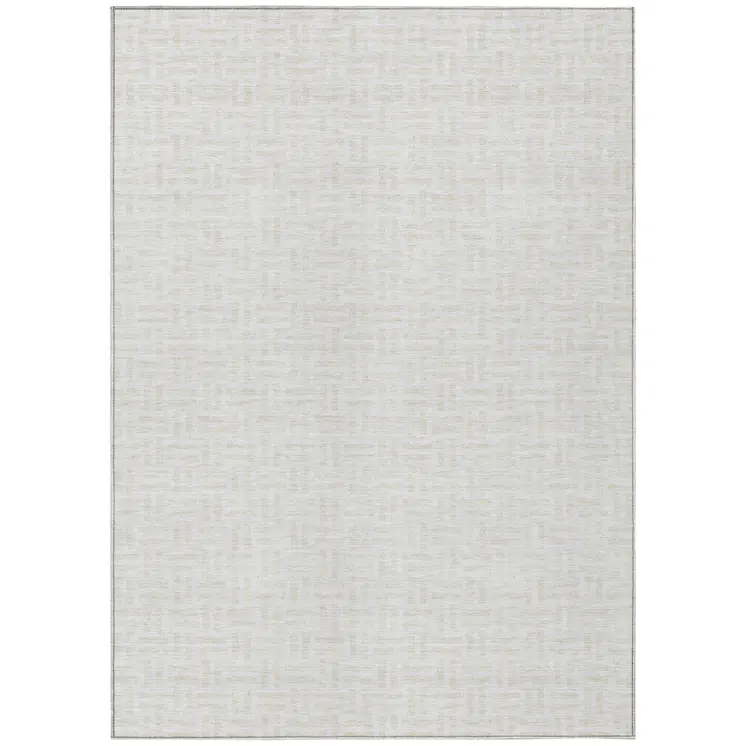 10' X 14' Ivory And Beige Geometric Washable Indoor Outdoor Area Rug