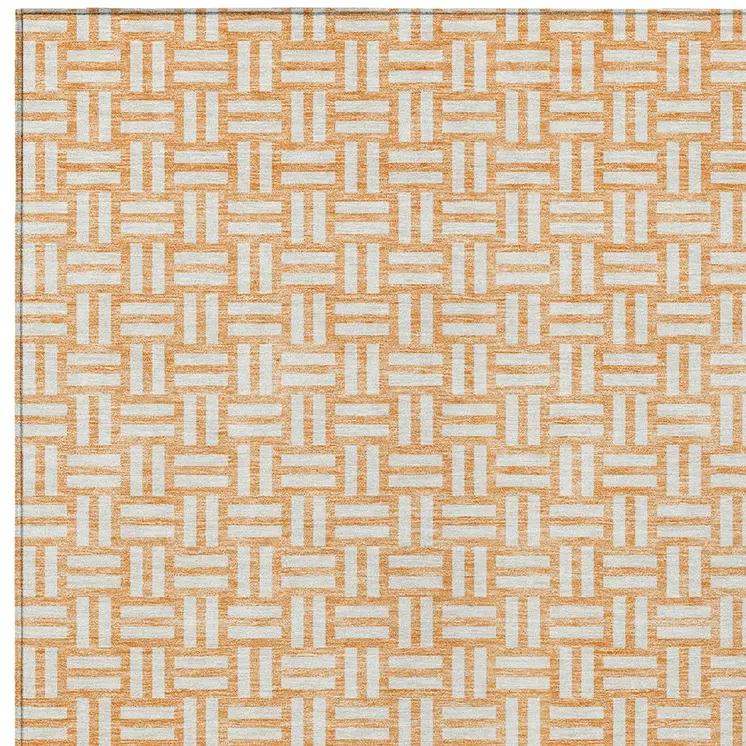 8' X 10' Peach And Gray Geometric Washable Indoor Outdoor Area Rug