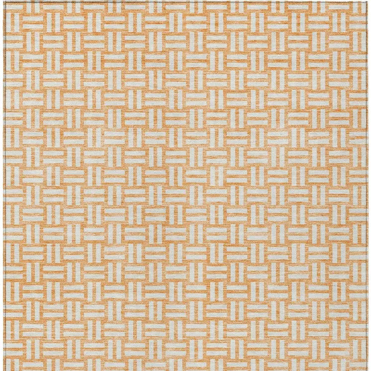 8' X 10' Peach And Gray Geometric Washable Indoor Outdoor Area Rug