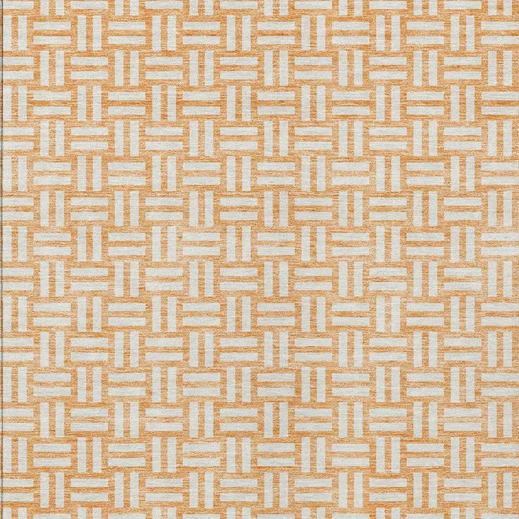 9' X 12' Peach And Gray Geometric Washable Indoor Outdoor Area Rug