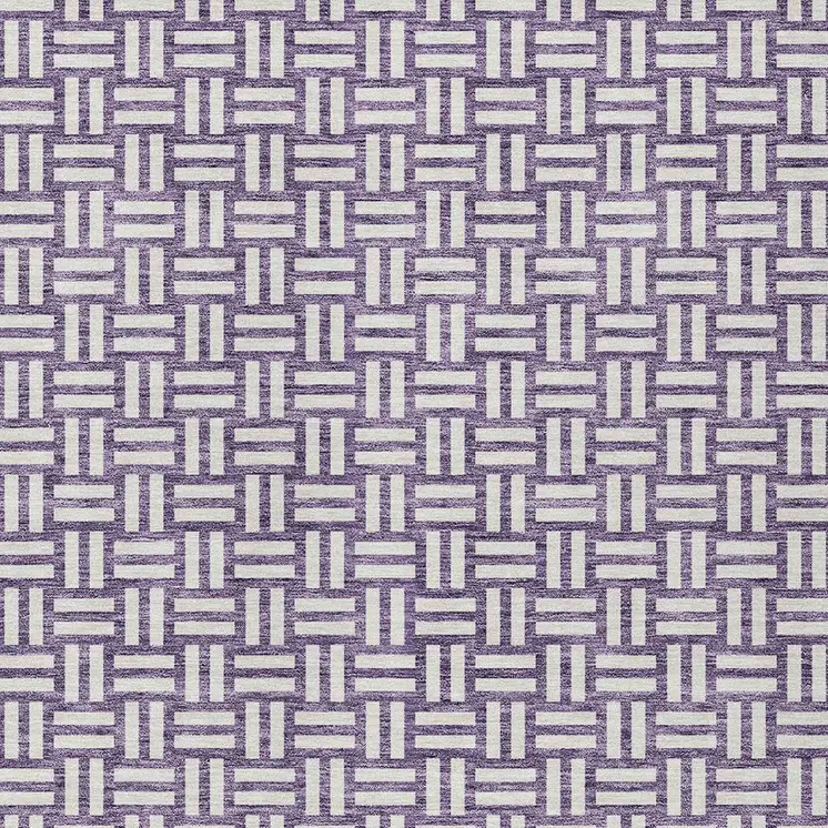 8' X 10' Purple And Ivory Geometric Washable Indoor Outdoor Area Rug